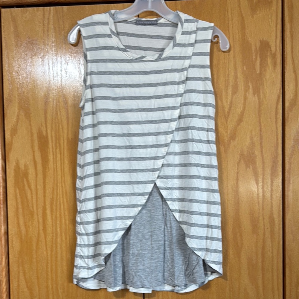 Loveappella Nursing Striped Sleeveless Top